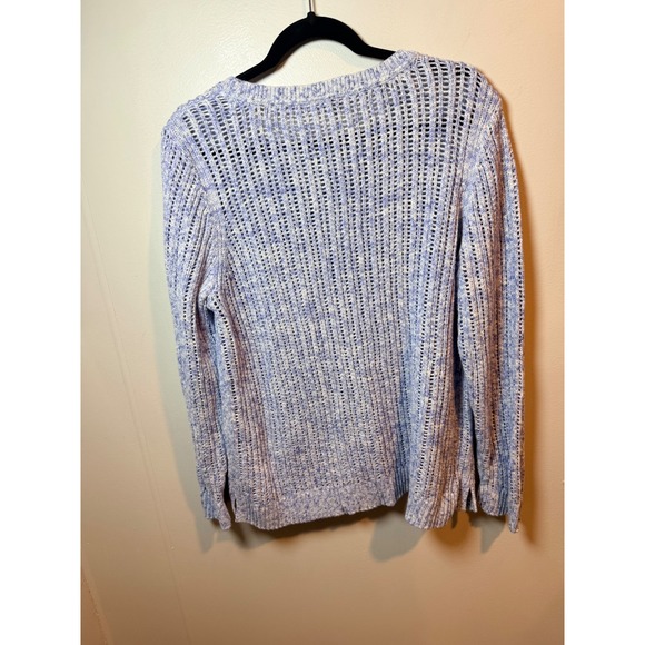 Talbots Womens XL Heather Purple White Knit Sweater Crew Neck Long Sleeve Cotton - Picture 5 of 7